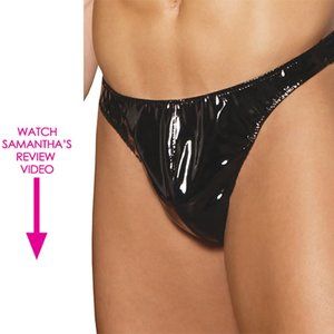 One Size Fits Most Black Men’s vinyl thong